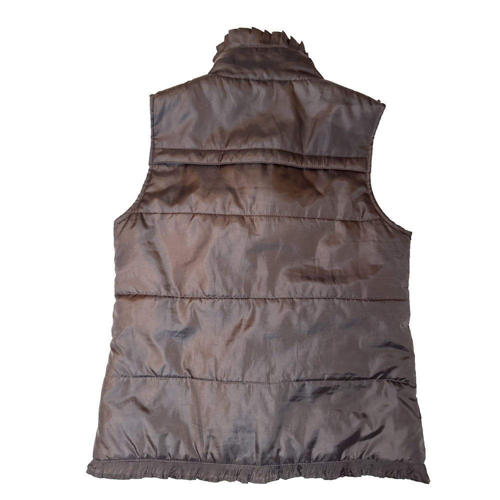 Coffee Shop NY Vest Quilted Women's Size Small Brown Ruffles Coquette Girl - Picture 4 of 14